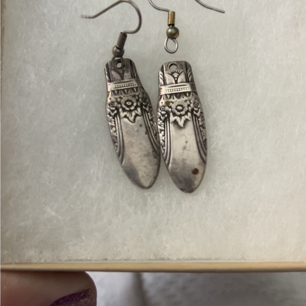 Elegant Silver Spoon Floral Earrings